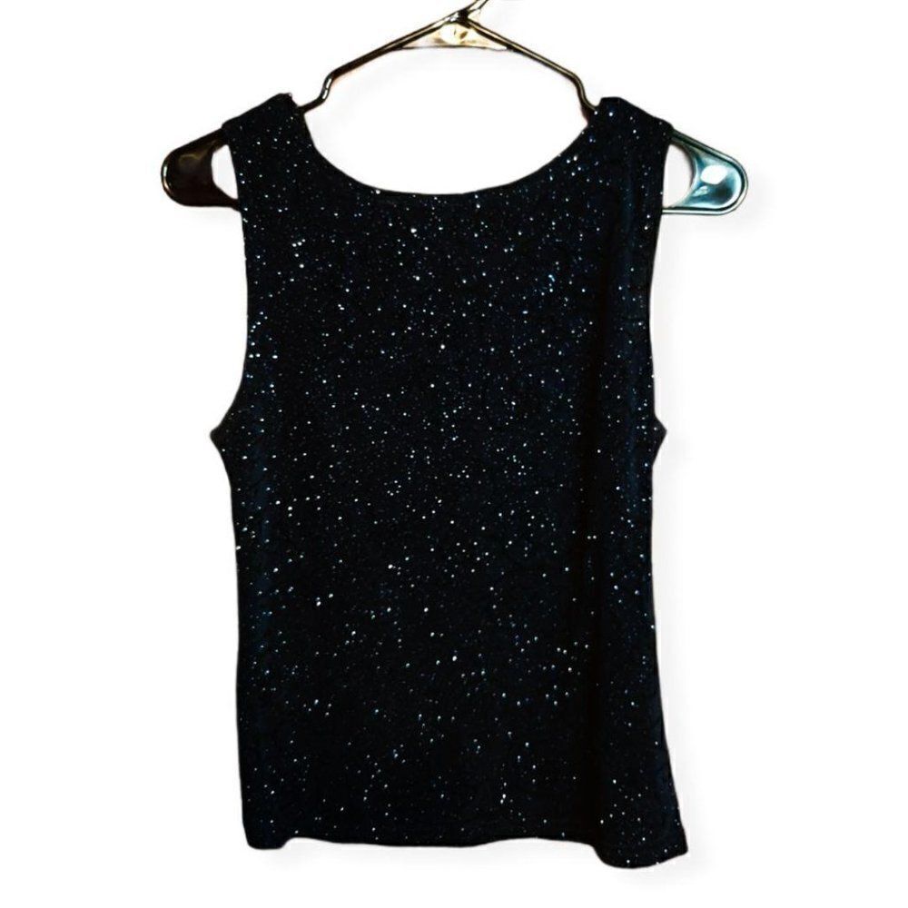 Iz Byer California Y2K Black and Blue Glitter Top